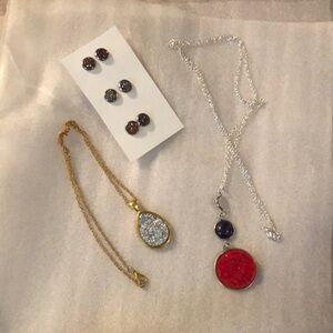 Jewelry Lot - Raised Crystal Necklaces/Earrings